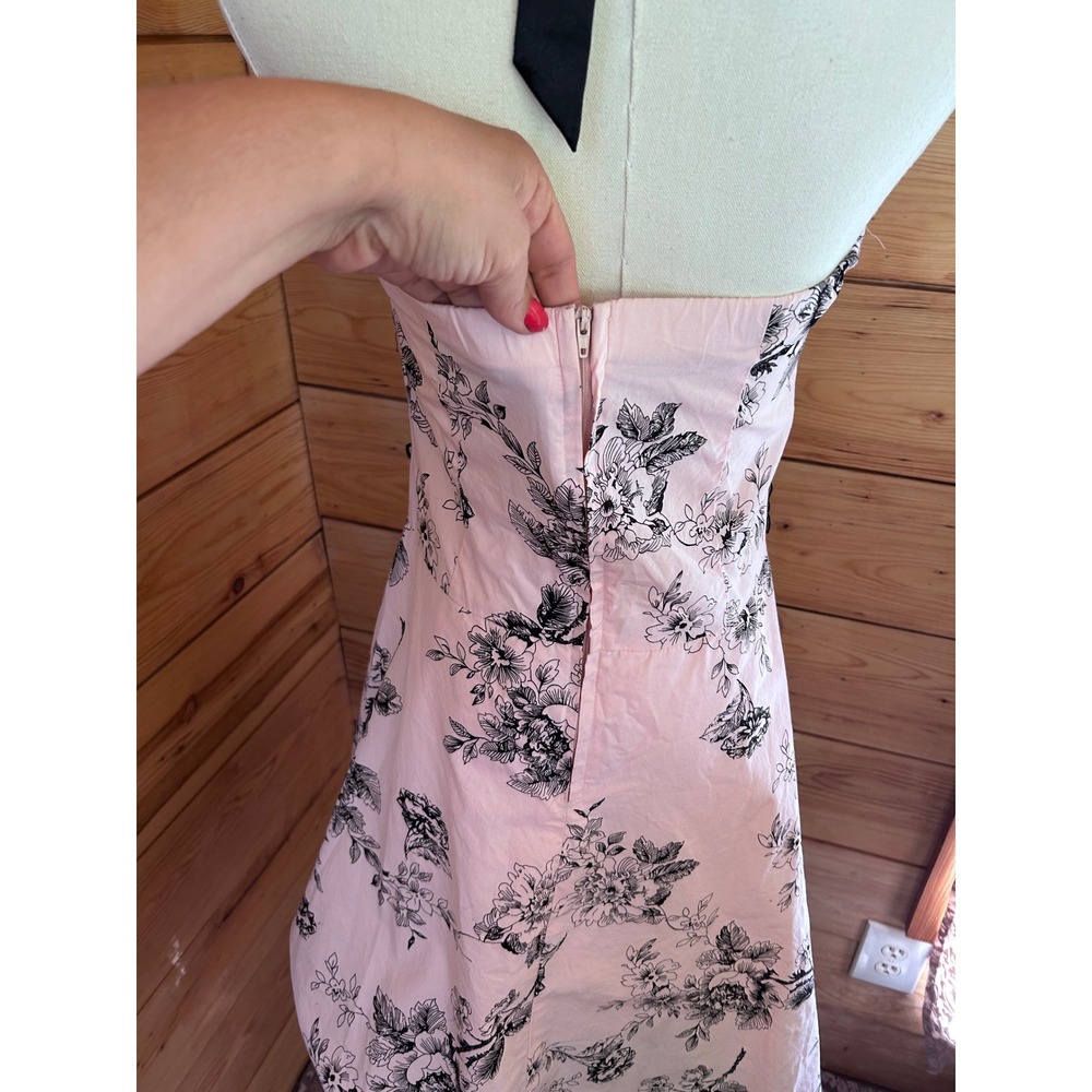 Vintage Floral Halter Dress Size 6 Pink Black Rockabilly Y2K Jessica Pinup Trad - Picture 10 of 13